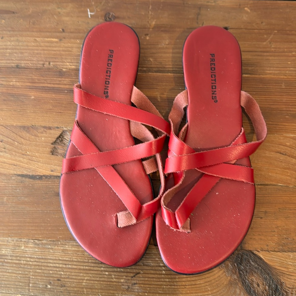 Predictions red leather sandals great condition size 5